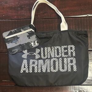 Under Armour Black Tote with White Logo and Cream Handles